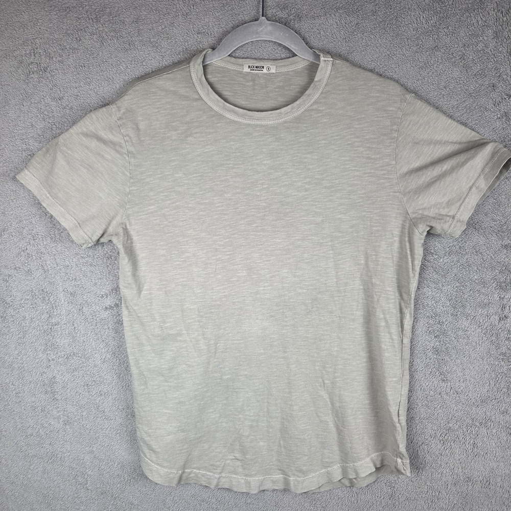 Buck Mason White Sand Venice Wash Slub Short Curved Hem Tee Men's Small S